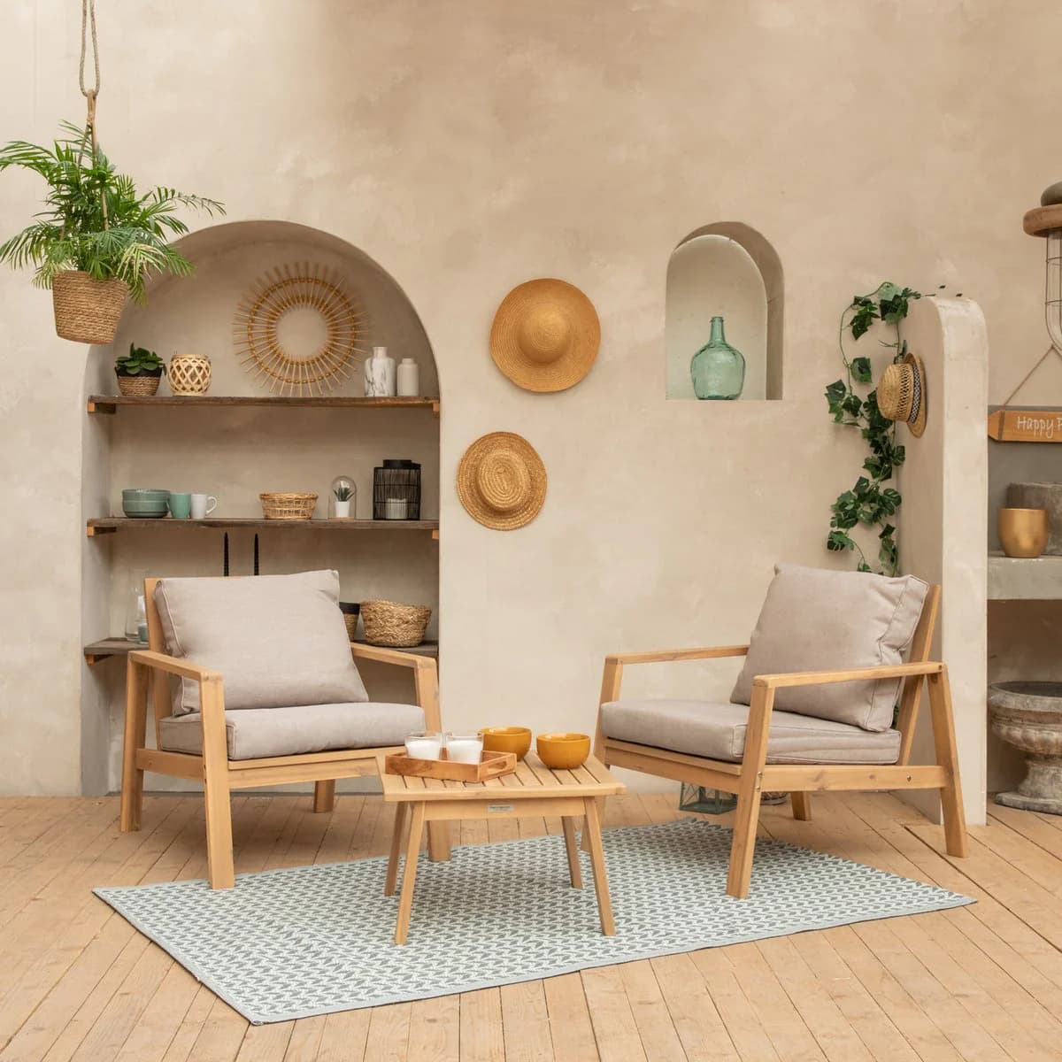 Salon de jardin en acacia - 2 Places